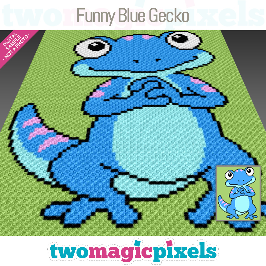 Funny Blue Gecko by Two Magic Pixels